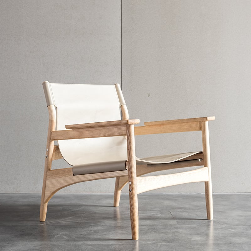 Kazue - Solid Ash Wood & Microfiber Leather Armchair | Reading Chair