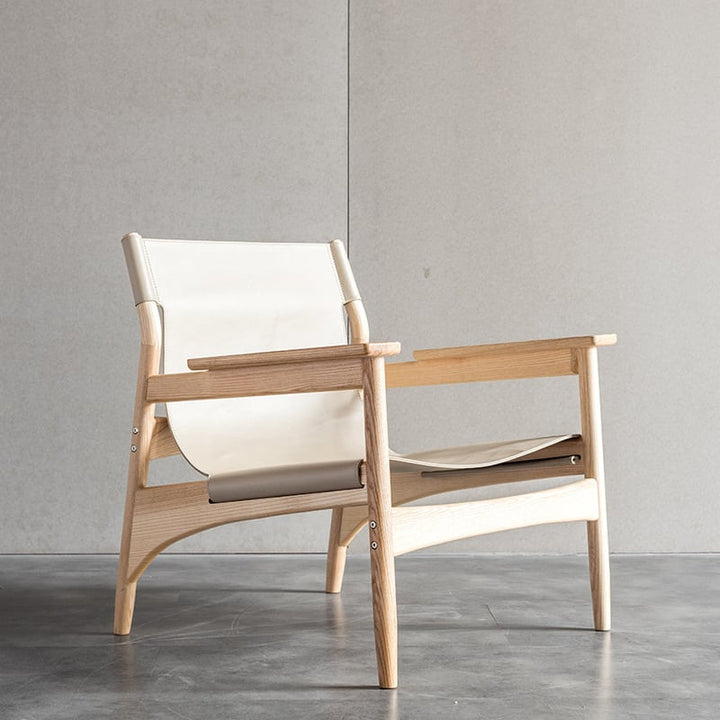 Kazue - Solid Ash Wood & Microfiber Leather Armchair | Reading Chair