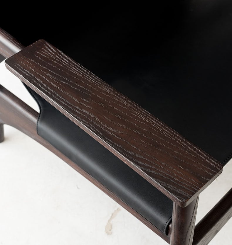 Kazue - Solid Ash Wood & Microfiber Leather Armchair | Reading Chair
