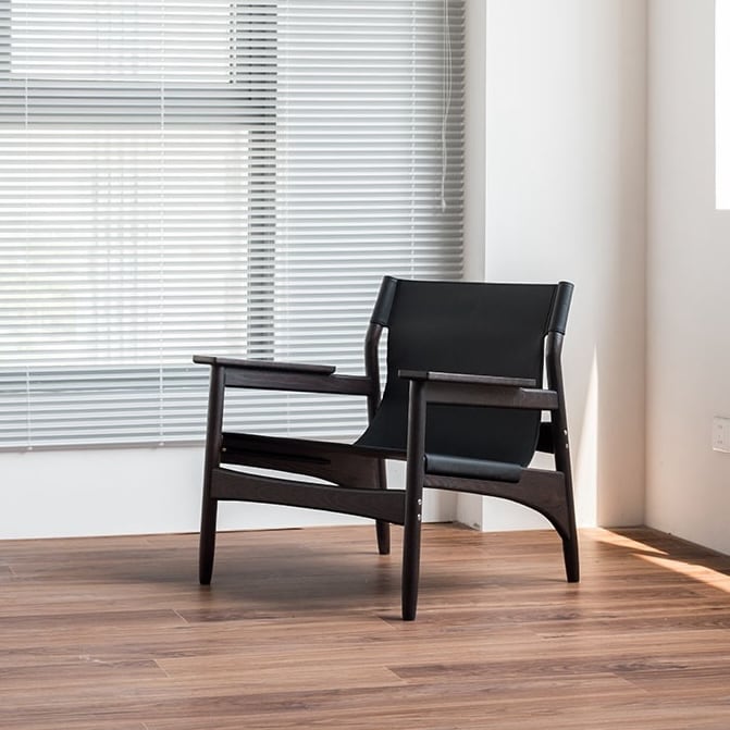 Kazue - Solid Ash Wood & Microfiber Leather Armchair | Reading Chair