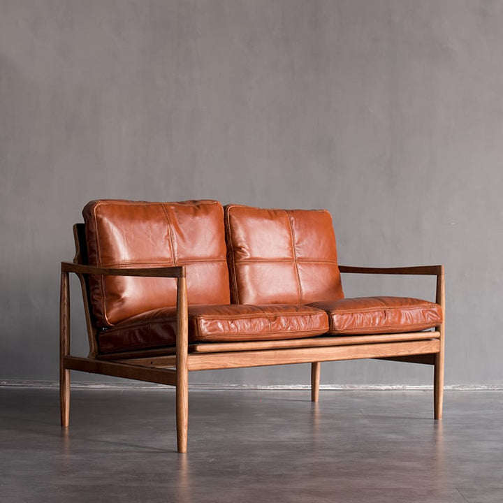 Hiroko - Solid Ash Wood & Leather Armchair | Reading Chair | Double Sofa