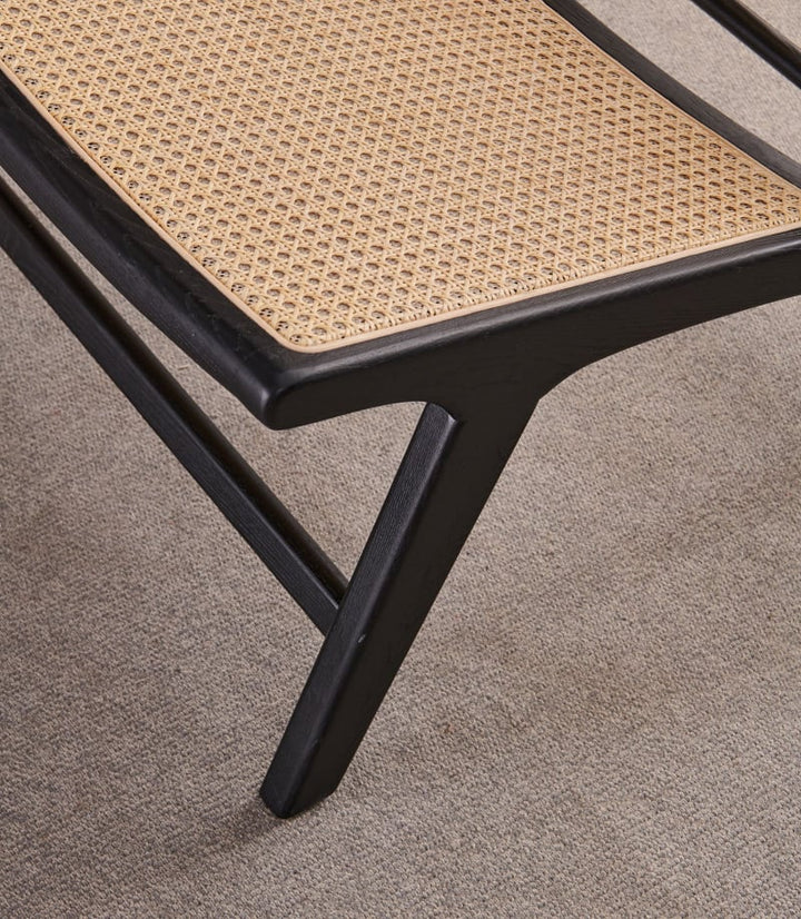 Tomomi- Solid Ash Wood & Rattan Armchair | Reading Chair
