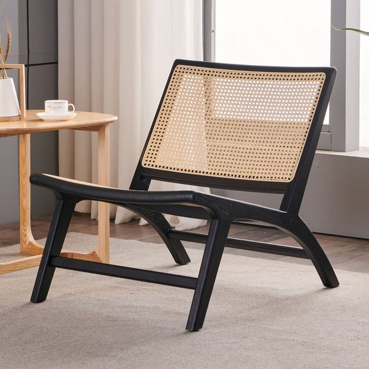 Tomomi- Solid Ash Wood & Rattan Armchair | Reading Chair