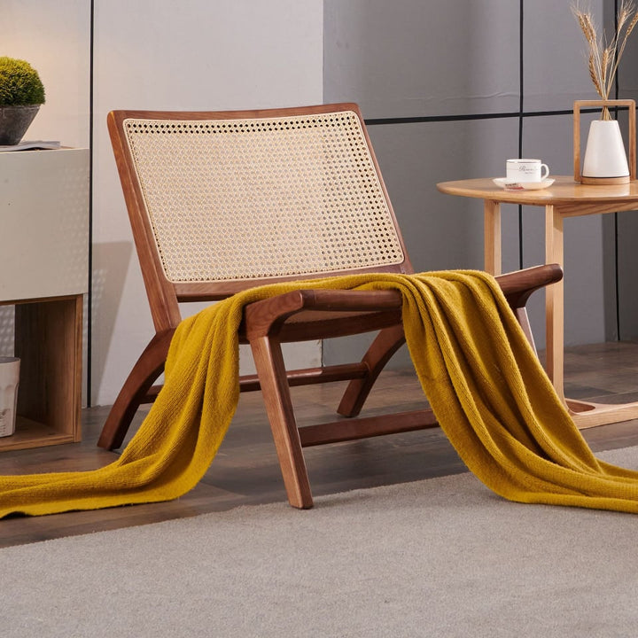 Tomomi- Solid Ash Wood & Rattan Armchair | Reading Chair