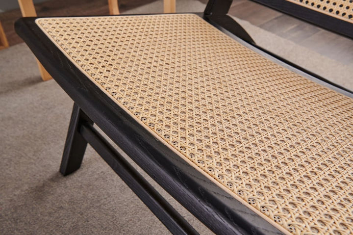 Tomomi- Solid Ash Wood & Rattan Armchair | Reading Chair