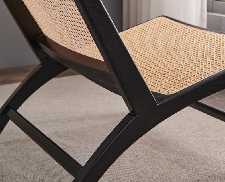 Tomomi- Solid Ash Wood & Rattan Armchair | Reading Chair
