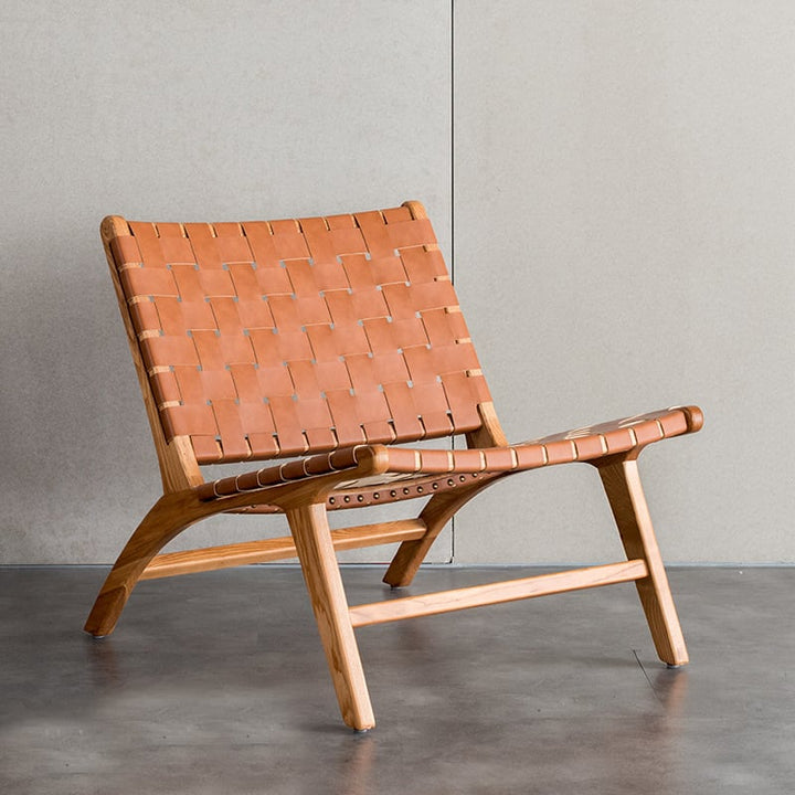Tomomi- Solid Ash Wood & Leather Armchair | Reading Chair