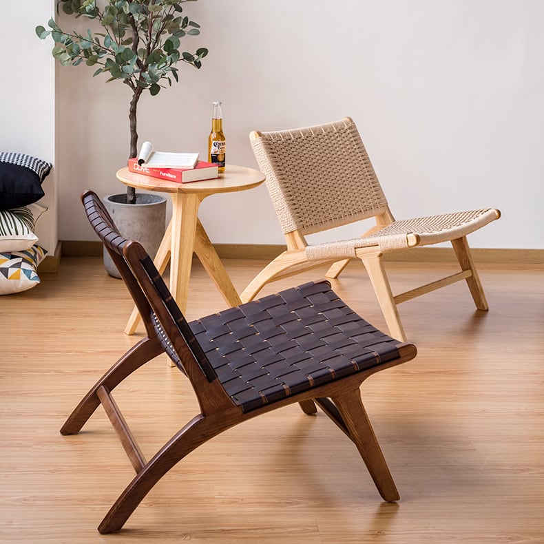 Tomomi- Solid Ash Wood & Leather Armchair | Reading Chair