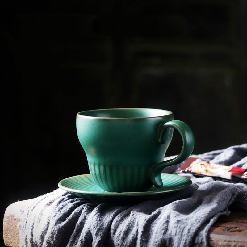Ceramic Gourd Coffee Cup & Saucer Set | Gourd Mug Set - mokupark.com