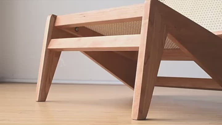 Akai Rika - Cherry Wooden & Rattan Lounge Chair