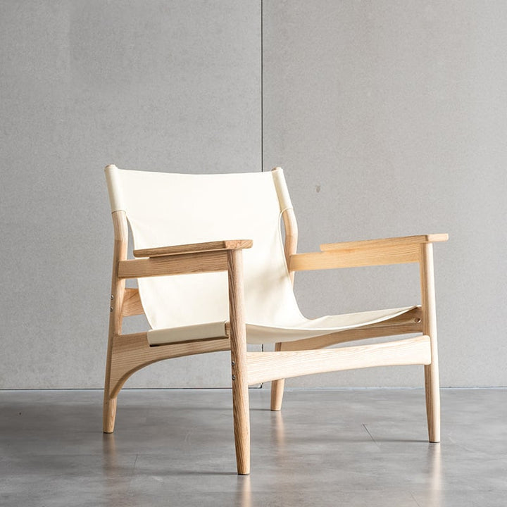 Kazue - Solid Ash Wood & Canvas Armchair | Reading Chair