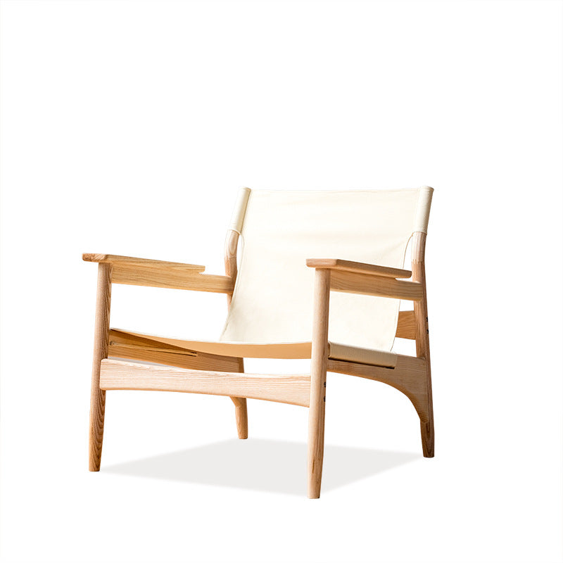 Kazue - Solid Ash Wood & Canvas Armchair | Reading Chair