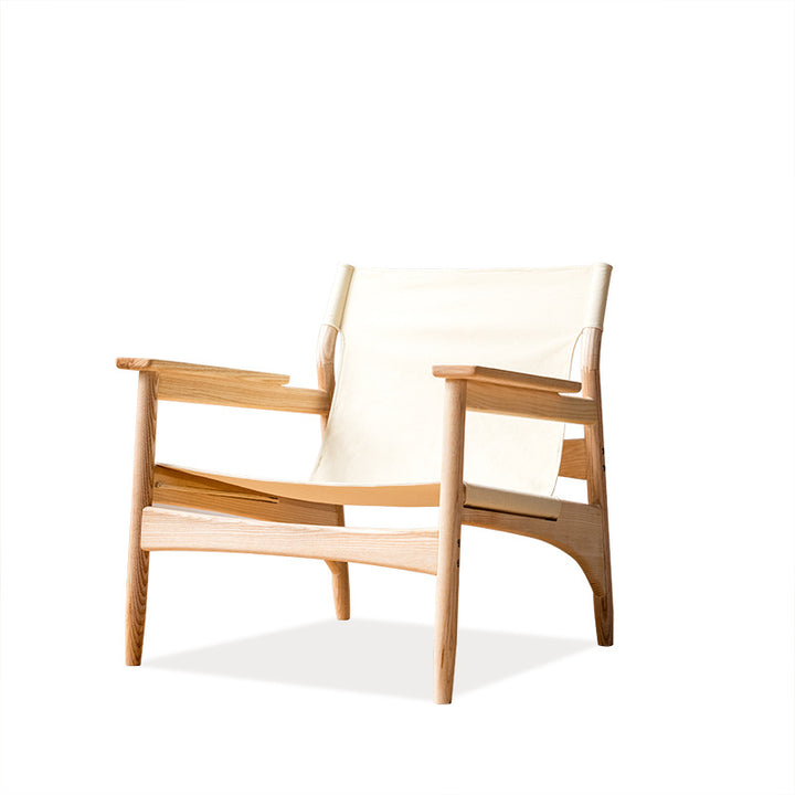 Kazue - Solid Ash Wood & Canvas Armchair | Reading Chair