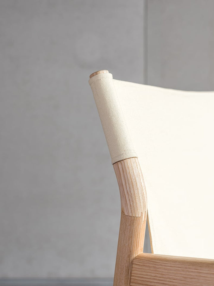 Kazue - Solid Ash Wood & Canvas Armchair | Reading Chair