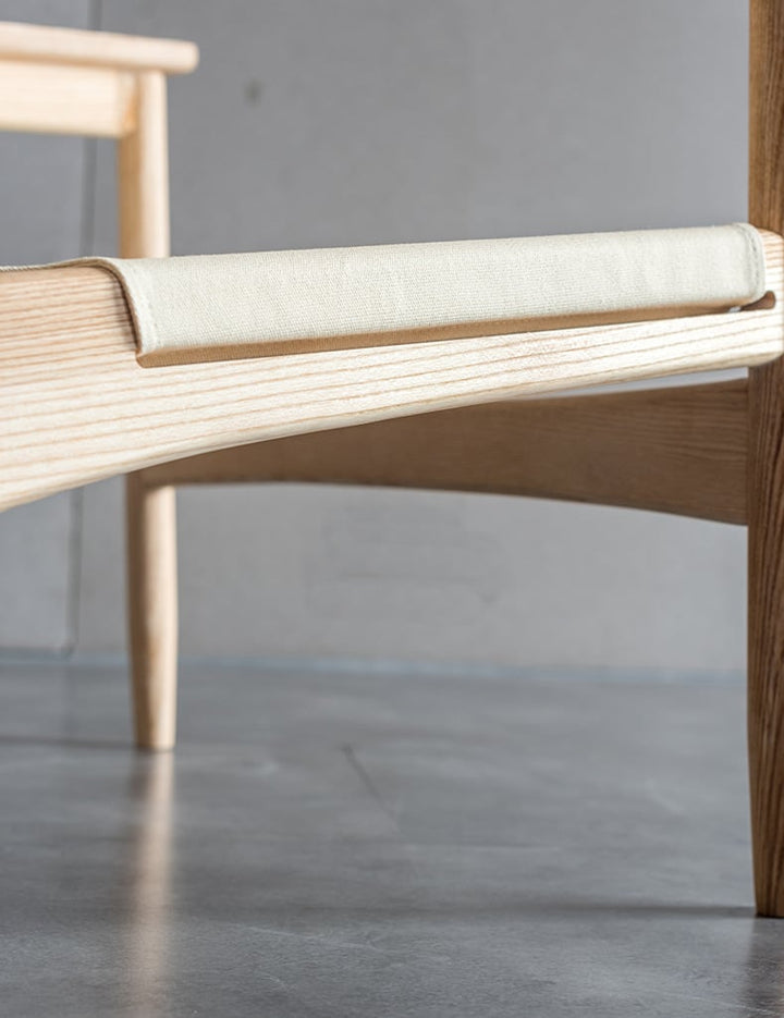 Kazue - Solid Ash Wood & Canvas Armchair | Reading Chair