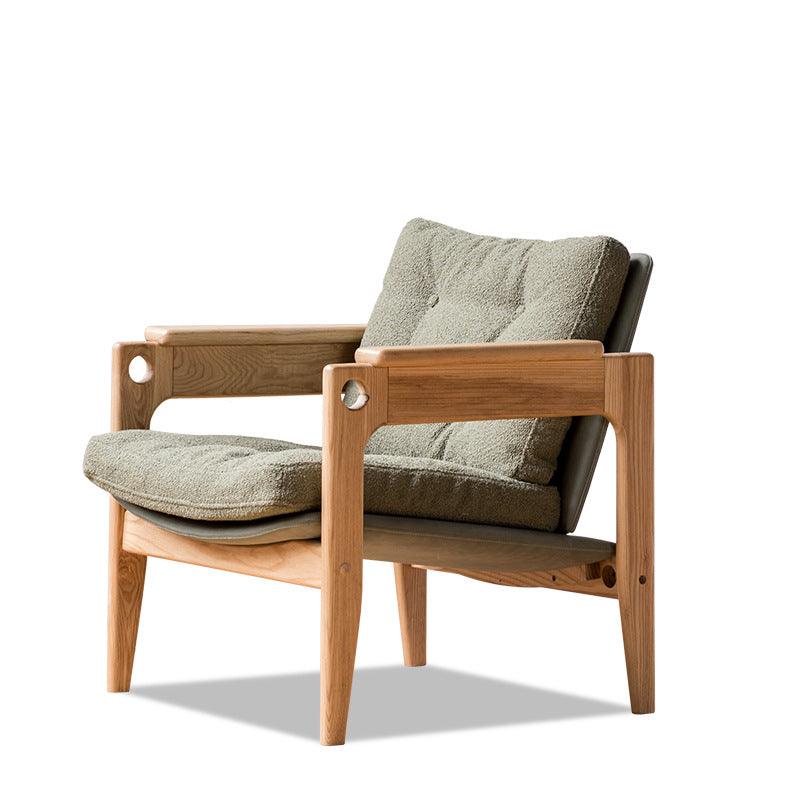 Wood and linen armchair hot sale