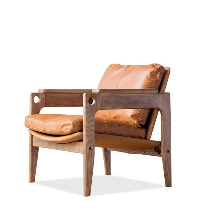 Azami - Solid Ash Wood & Leather Armchair | Reading Chair - mokupark.com
