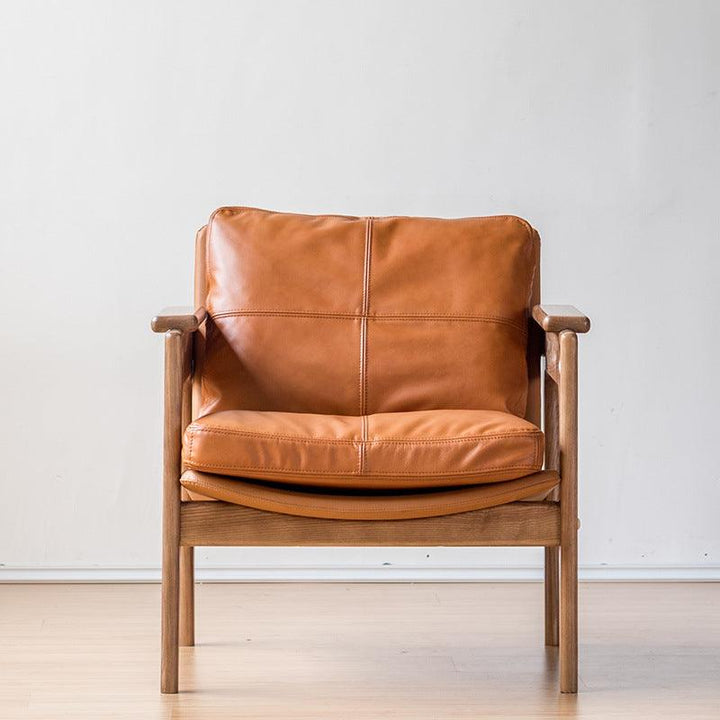Azami - Solid Ash Wood & Leather Armchair | Reading Chair - mokupark.com