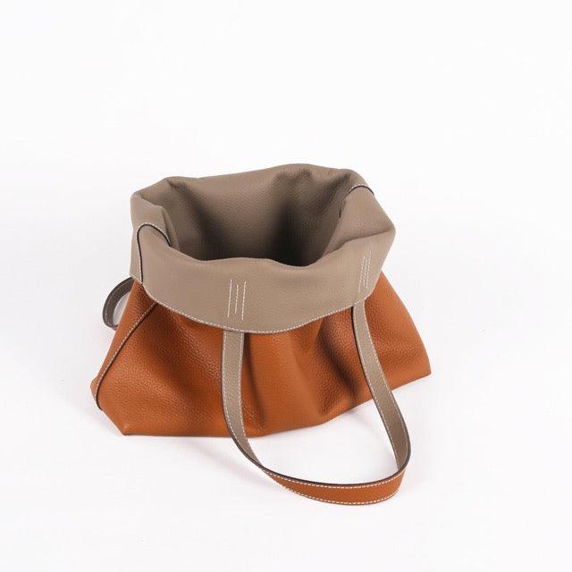 Double-sided Full Grain Cow Leather Large Capacity Tote Bag - mokupark.com