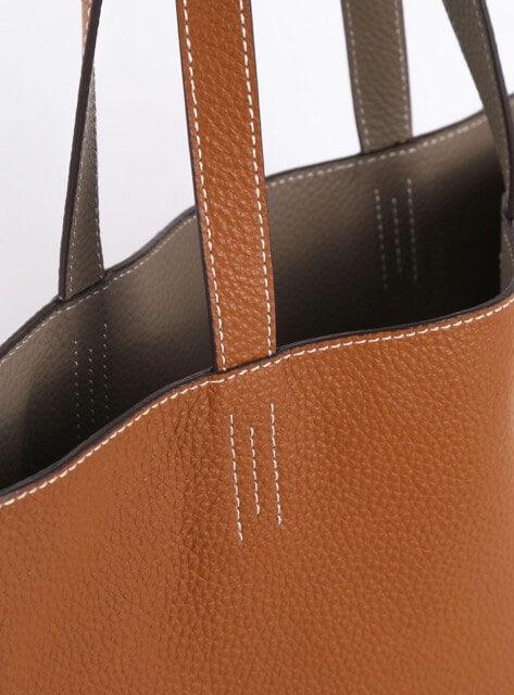 Double-sided Full Grain Cow Leather Large Capacity Tote Bag - mokupark.com