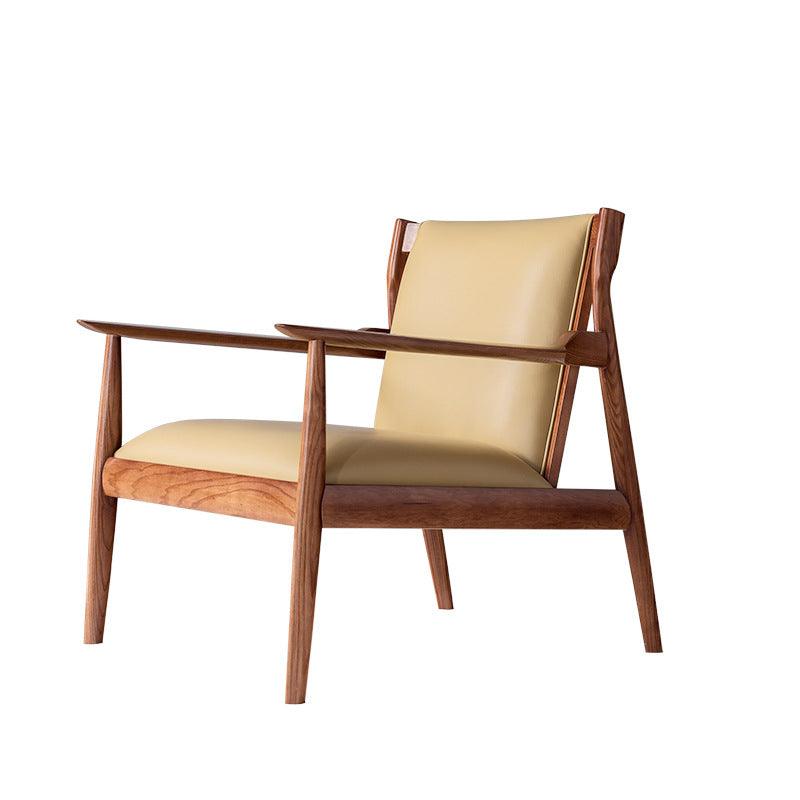 Douk - Solid Ash Wood & Leather Armchair | Reading Chair - mokupark.com