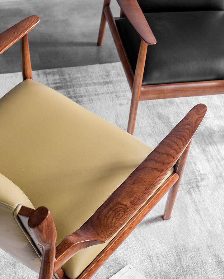 Douk - Solid Ash Wood & Leather Armchair | Reading Chair - mokupark.com