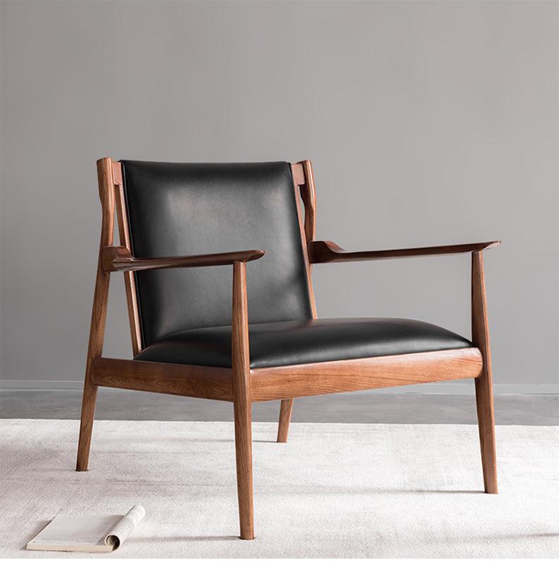 Douk - Solid Ash Wood & Leather Armchair | Reading Chair - mokupark.com