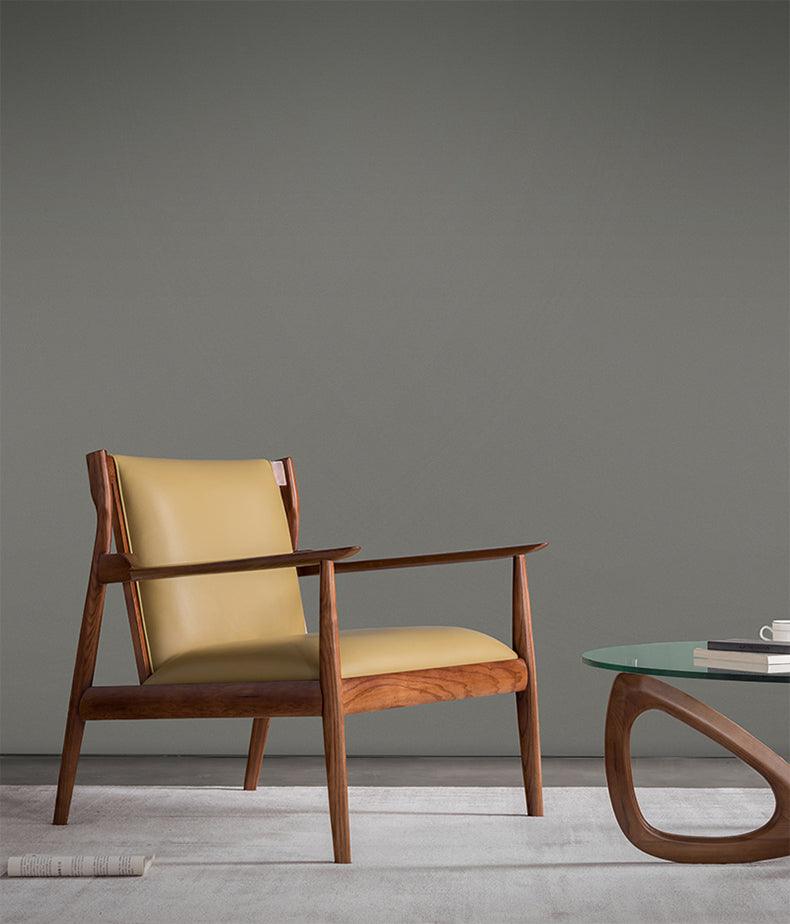 Douk - Solid Ash Wood & Leather Armchair | Reading Chair - mokupark.com