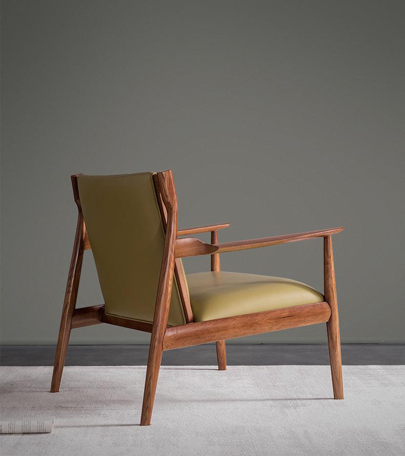 Douk - Solid Ash Wood & Leather Armchair | Reading Chair - mokupark.com