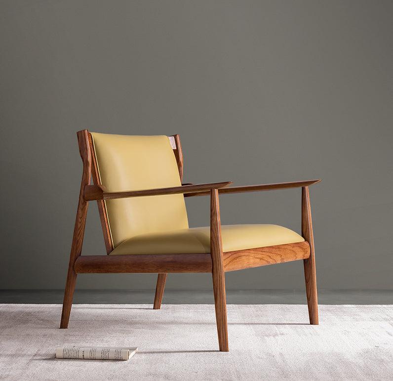 Douk - Solid Ash Wood & Leather Armchair | Reading Chair - mokupark.com