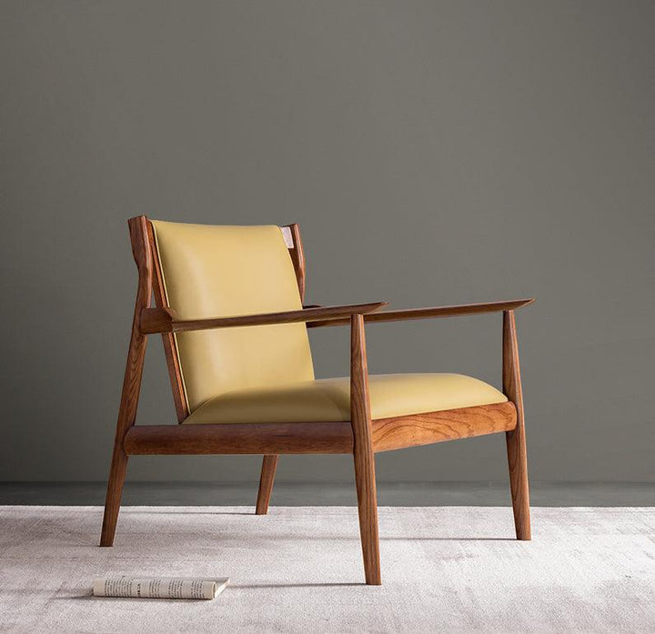 Douk - Solid Ash Wood & Leather Armchair | Reading Chair - mokupark.com