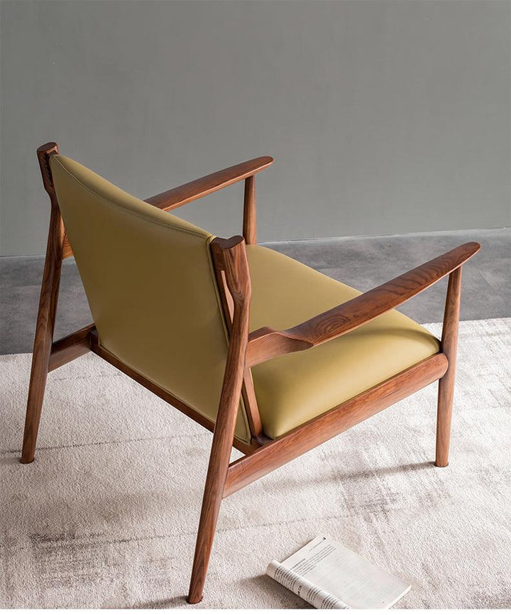 Douk - Solid Ash Wood & Leather Armchair | Reading Chair - mokupark.com