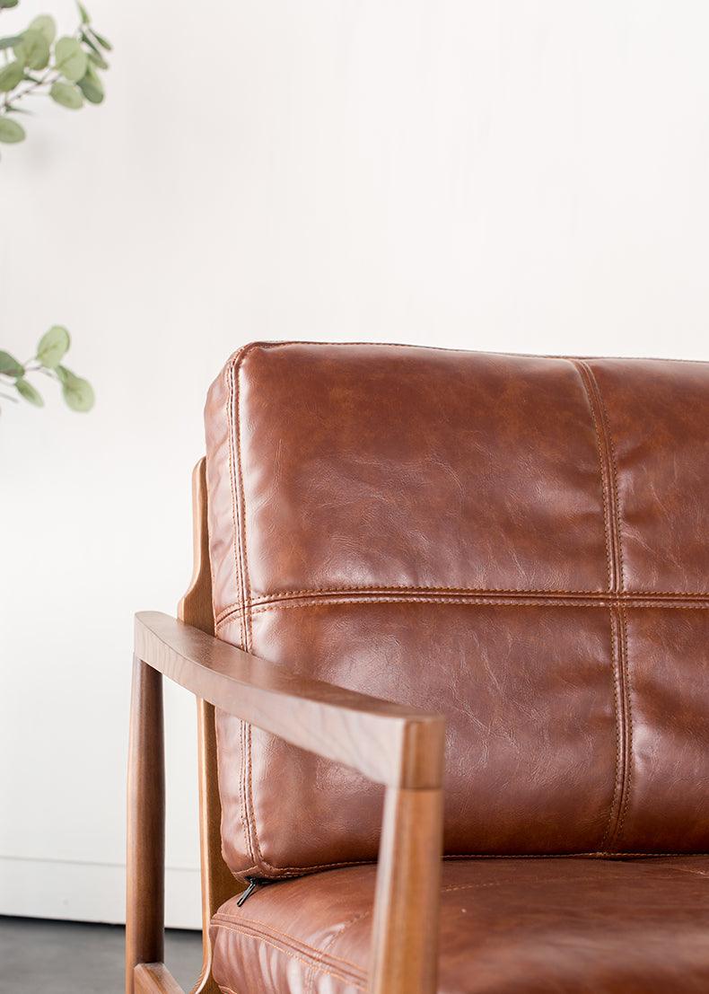 Hiroko - Solid Ash Wood & Leather Armchair | Reading Chair - mokupark.com