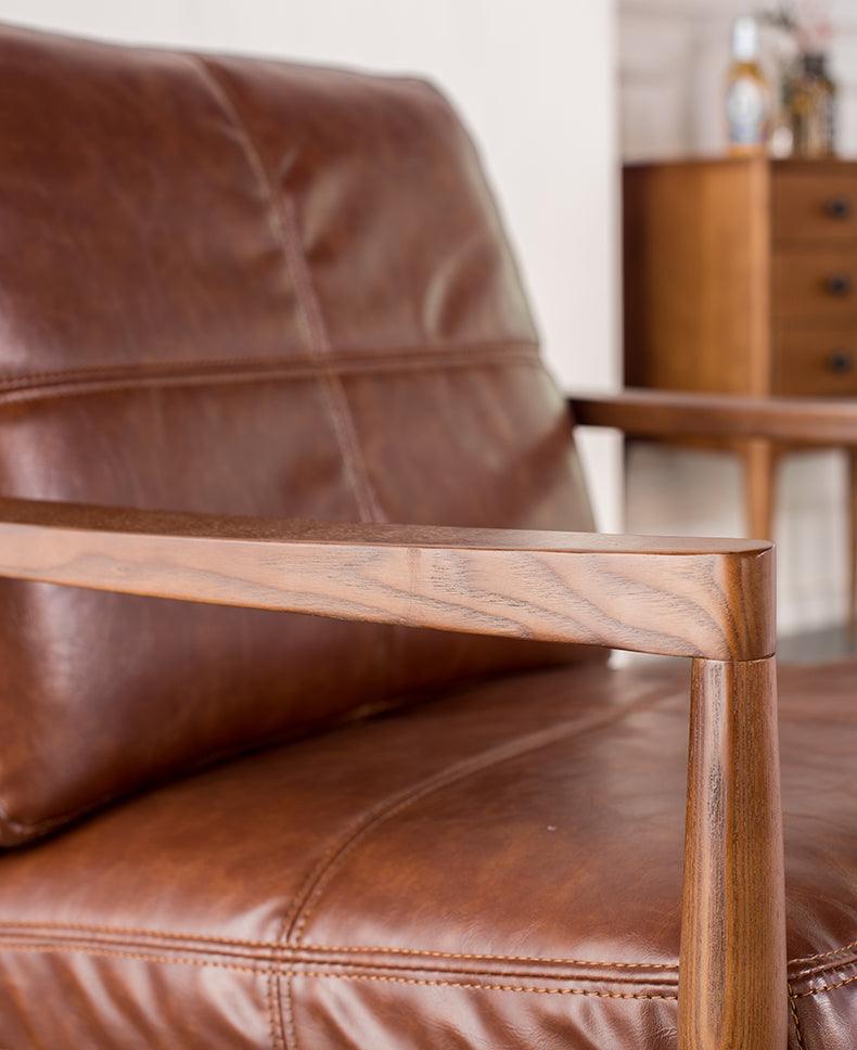 Hiroko - Solid Ash Wood & Leather Armchair | Reading Chair - mokupark.com