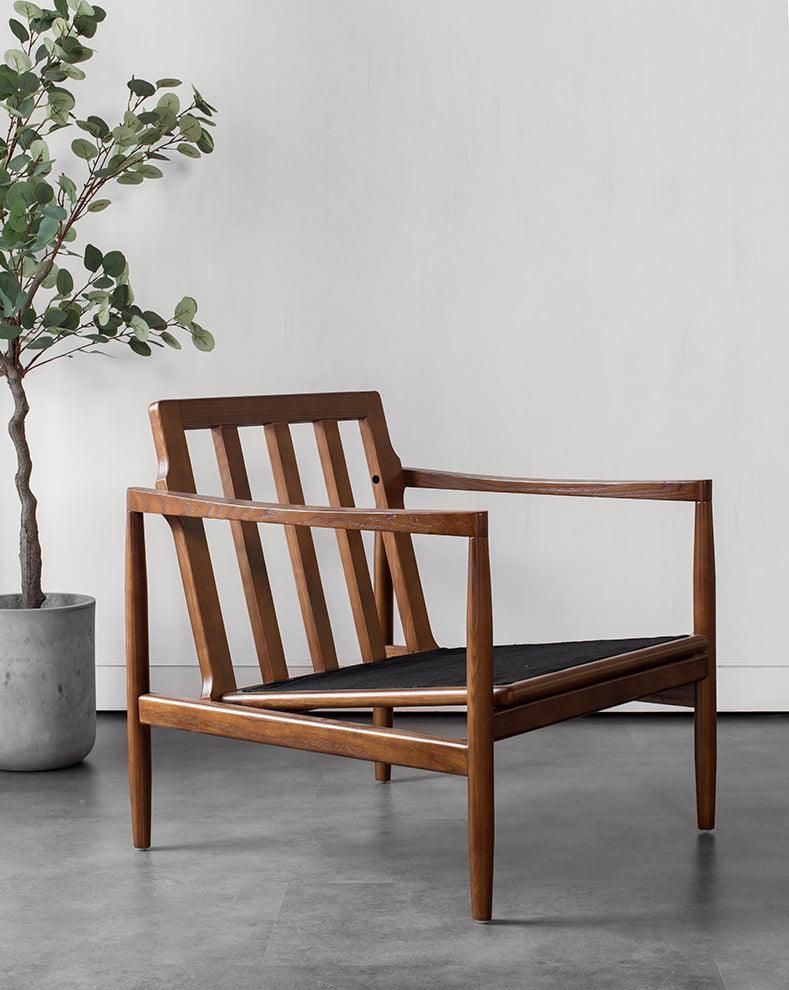 Hiroko - Solid Ash Wood & Leather Armchair | Reading Chair - mokupark.com