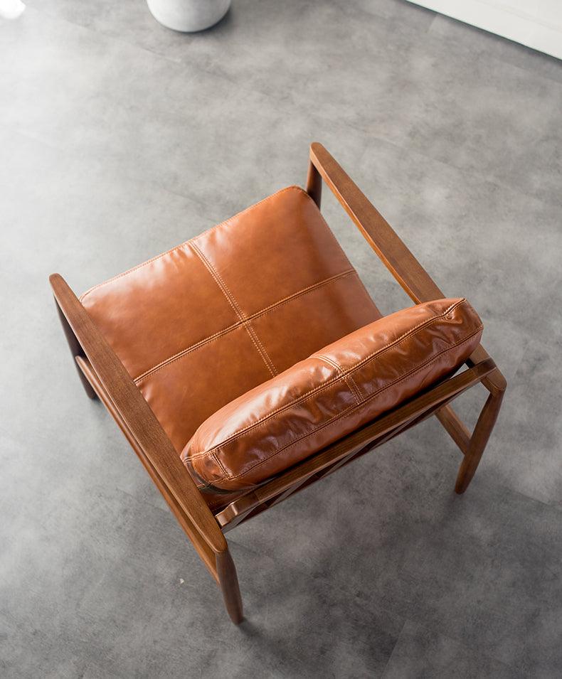 Hiroko - Solid Ash Wood & Leather Armchair | Reading Chair - mokupark.com