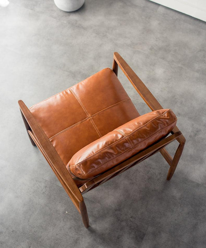 Hiroko - Solid Ash Wood & Leather Armchair | Reading Chair - mokupark.com