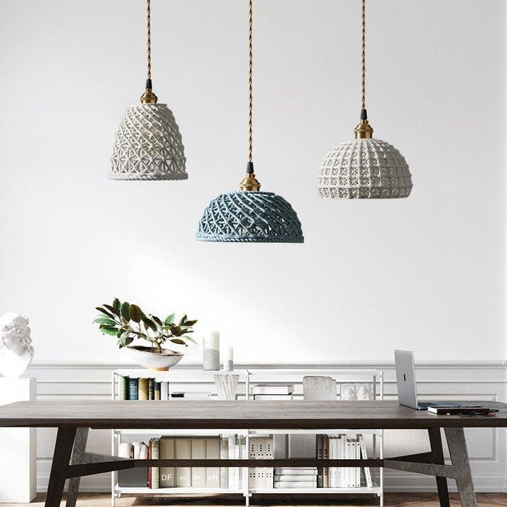 Japanese Style Ceramic Hollow Pendant Lamp - Blue Ball - mokupark.com