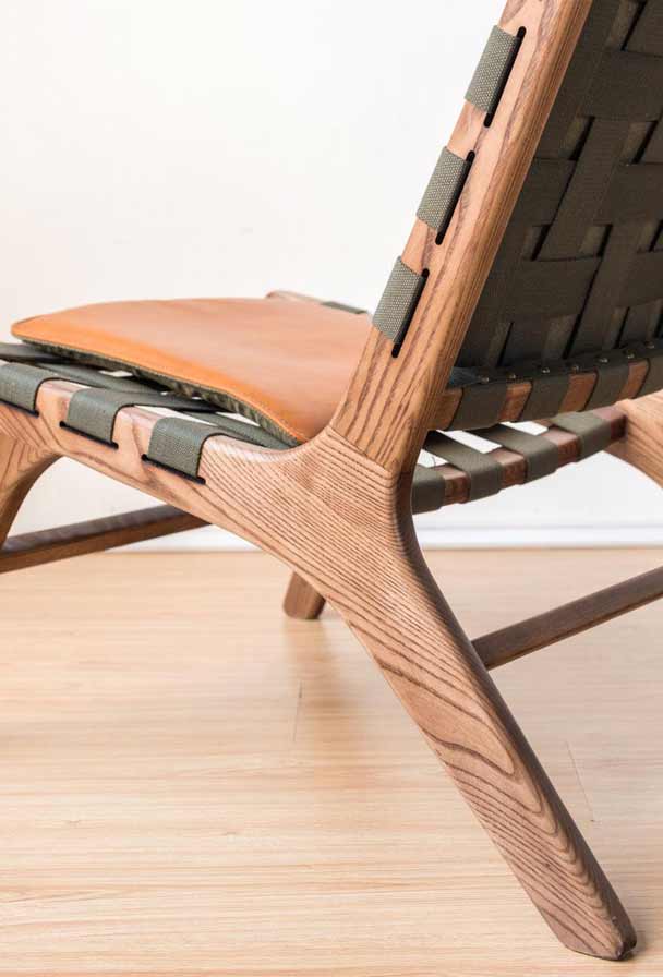 Juan - Solid Ash Wood & Leather Armchair | Reading Chair - mokupark.com