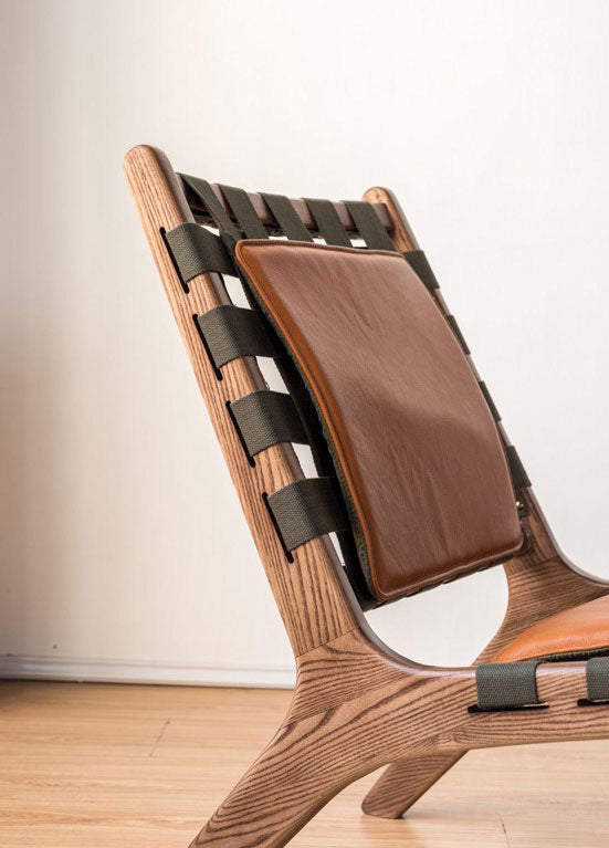 Juan - Solid Ash Wood & Leather Armchair | Reading Chair - mokupark.com