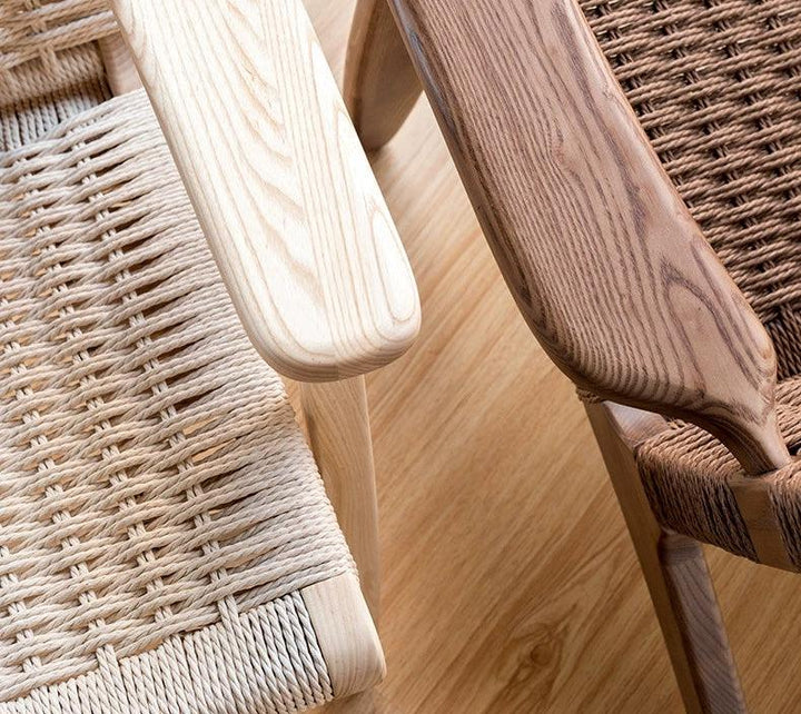 Kojii- Solid Ash Wood & Kraft Paper Rope Armchair | Reading Chair - mokupark.com