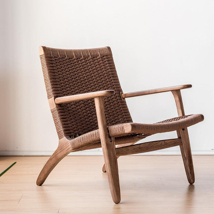 Kojii- Solid Ash Wood & Kraft Paper Rope Armchair | Reading Chair - mokupark.com