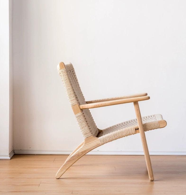 Kojii- Solid Ash Wood & Kraft Paper Rope Armchair | Reading Chair - mokupark.com