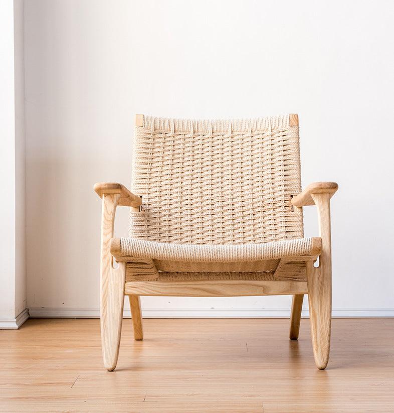 Kojii- Solid Ash Wood & Kraft Paper Rope Armchair | Reading Chair - mokupark.com