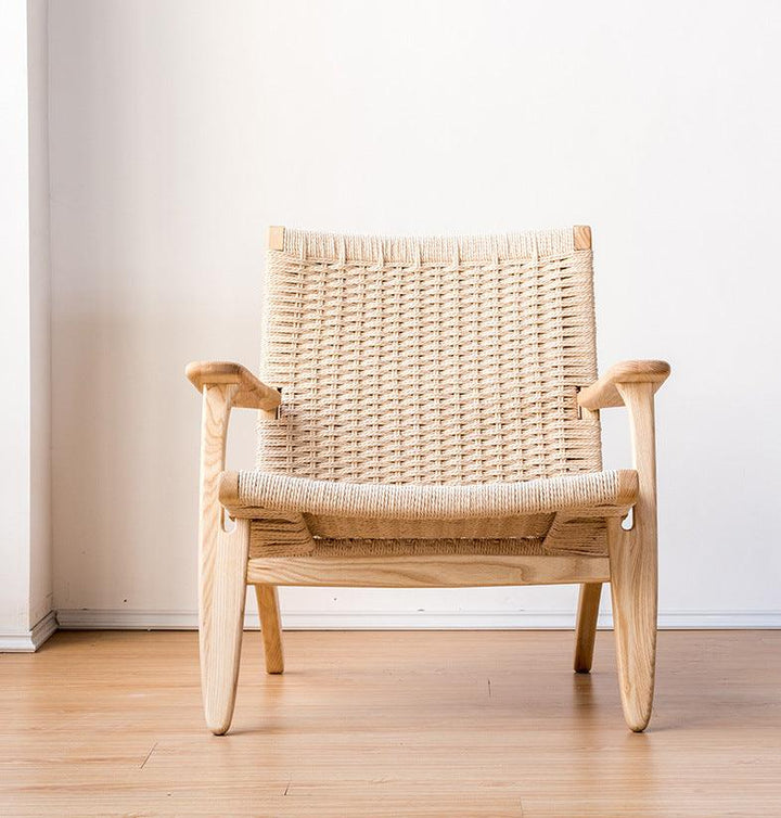 Kojii- Solid Ash Wood & Kraft Paper Rope Armchair | Reading Chair - mokupark.com