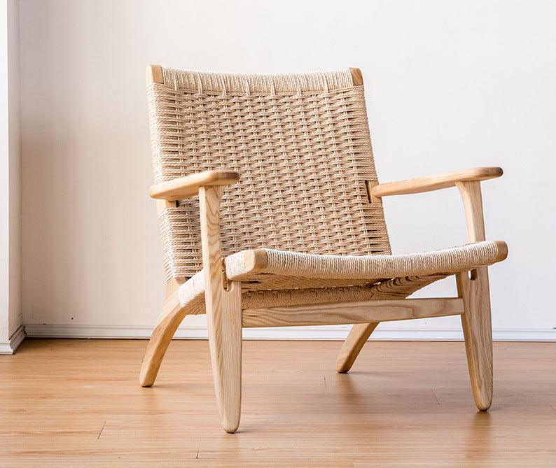 Kojii- Solid Ash Wood & Kraft Paper Rope Armchair | Reading Chair - mokupark.com