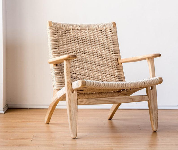 Kojii- Solid Ash Wood & Kraft Paper Rope Armchair | Reading Chair - mokupark.com