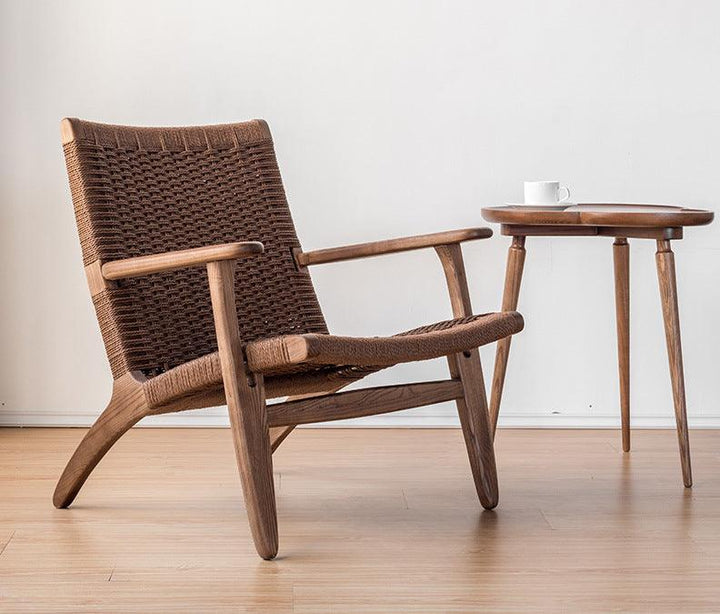 Kojii- Solid Ash Wood & Kraft Paper Rope Armchair | Reading Chair - mokupark.com