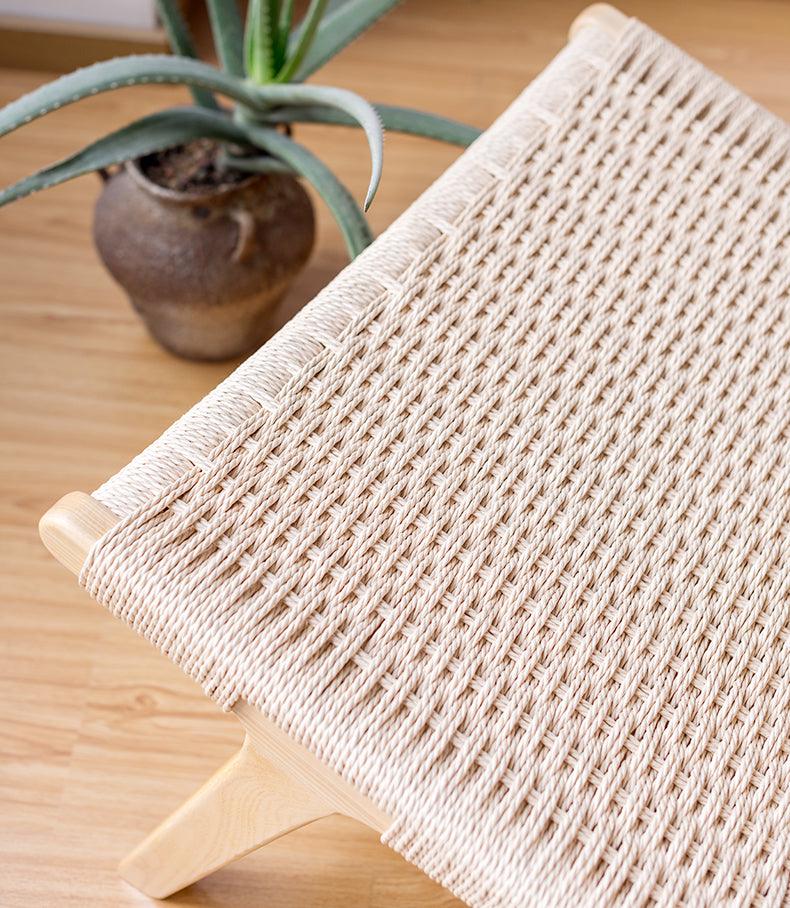 Tomomi- Solid Ash Wood & Kraft Paper Rope Armchair | Reading Chair - Moku Park