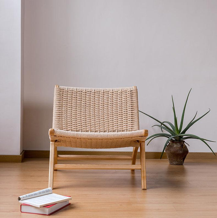 Tomomi- Solid Ash Wood & Kraft Paper Rope Armchair | Reading Chair - Moku Park